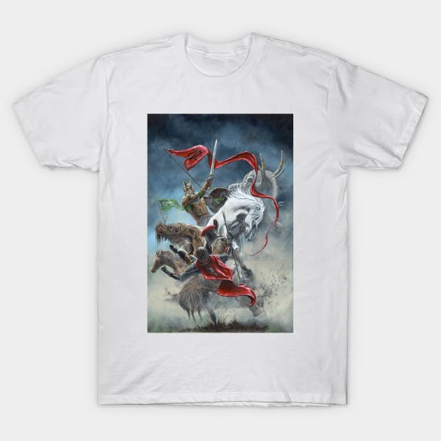 Theoden Throws Down the Captain of the Haradrim T-Shirt by Kip Rasmussen Tolkien Art